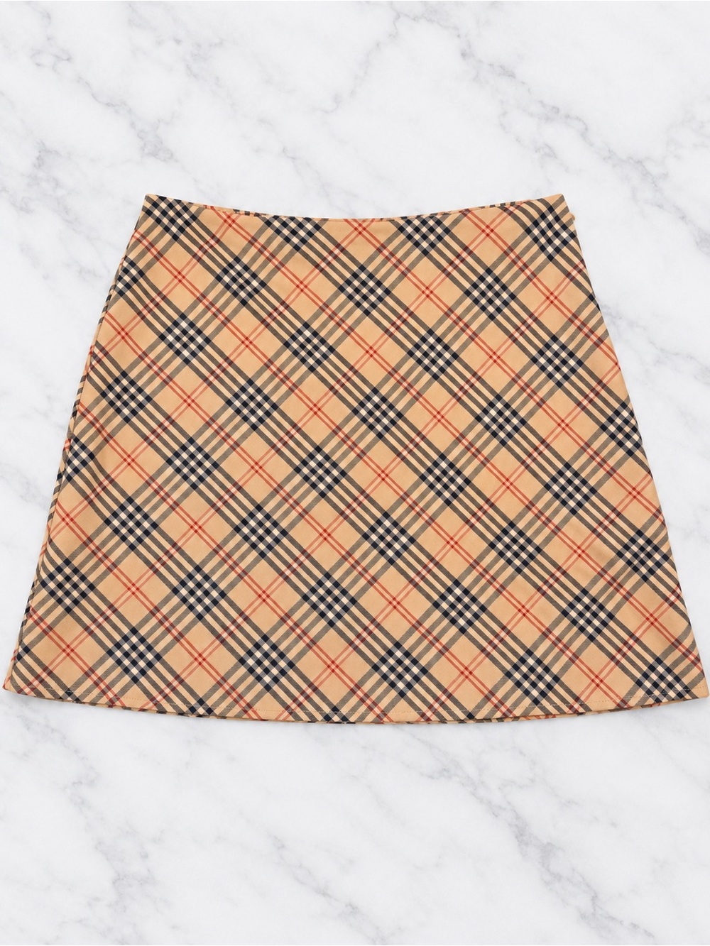 Katie K Plaid A-Line Mini Skirt Tan Black Red Size M